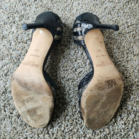 Jimmy Choo snakeskin lace heel sandals size 36.5 - Picture 9 of 10